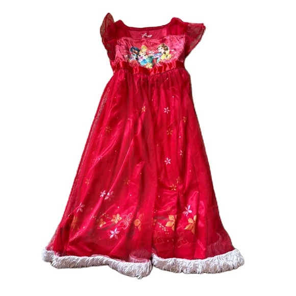 Disney Princess Little Girls Fantasy Gown Sz 6 Christmas Red Jasmine Cinderella - Picture 1 of 8